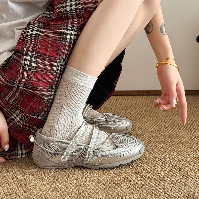 Модные спортивные туфли Мэри Джейн 2025 Новые Мягкая подошва Нескользящие Сетчатые Дышащие Повседневные Женские Туфли