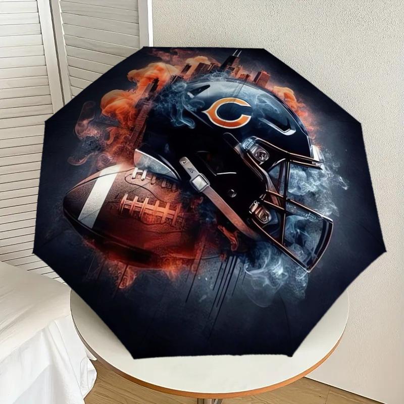 1 шт. Зонт с рисунком шлема Chicago Bears, с пластиковой ручкой, подходит для всех сезонов, для дома, путешествий, на открытом воздухе, DD451