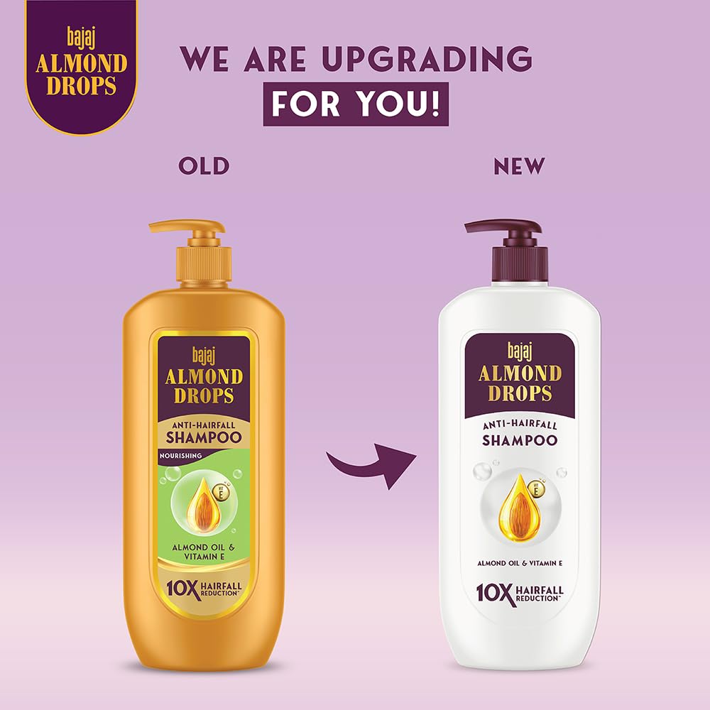 BAJAJ Almond Drops Anti Hairfall Shampoo 625ML For Soft Shiny Hair 10X Hairfall Reduction Paraben Free