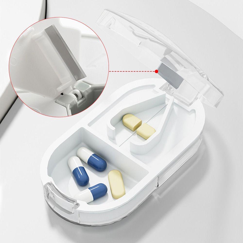 Portable Medicine Splitter Box 2 In 1 Powder Tablet Grinder Travel Medicine Pill Box Pills