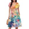 Womens Summer Dress Short Sleeve V Neck Short Dresses Fashion Casual Flowy A Line Swing Sundress With Pocket