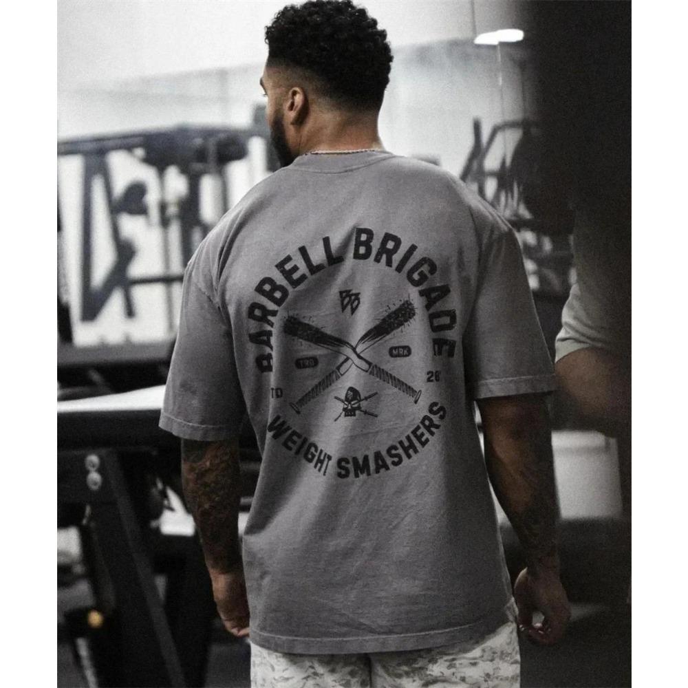Футболка Barbell Brigade WEIGHT SMASHERS TEE для мужчин с коротким рукавом для фитнеса, бега, спорта, спортзала, мышц, свободные топы для тренировок