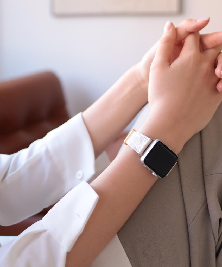 Adeo Кожаный ремешок для Apple Watch Galaxy Watch Appsong Белый