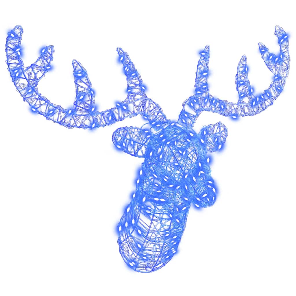 Reindeer Head Decoration with 140 LEDs Blue 68 x 36.5 x 62.5 cm Acrylic
