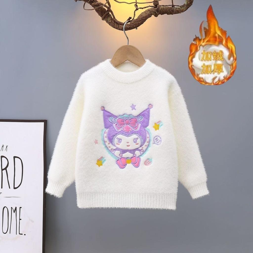 Свитер для девочек, осень и зима, новый модный теплый детский свитер, милый джемпер с медведем, детские вязаные базовые рубашки