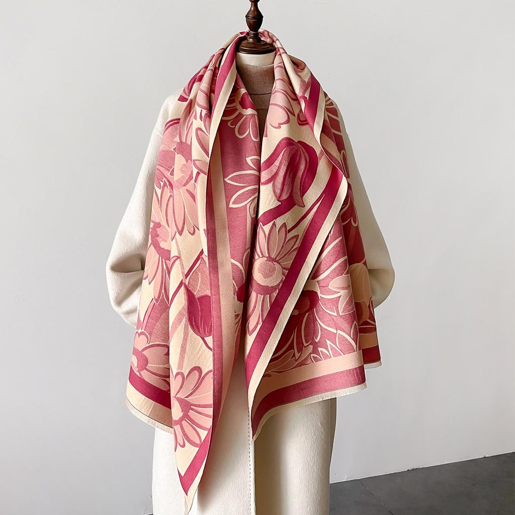 New Printed Double-sided Imitation Cashmere Scarf Women's Winter Scarf Girl Shawl