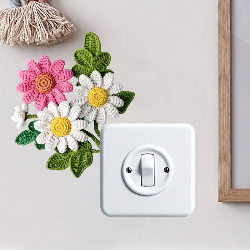 5Pcs Switch Wall Sticker Beautiful PVC DIY Wall Decals Removable Flowers Waterproof Self-Adhesive for Bedroom Bathroom