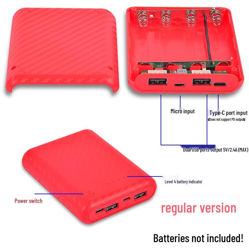 4-секционный корпус Power Bank для батарей 18650, комплект