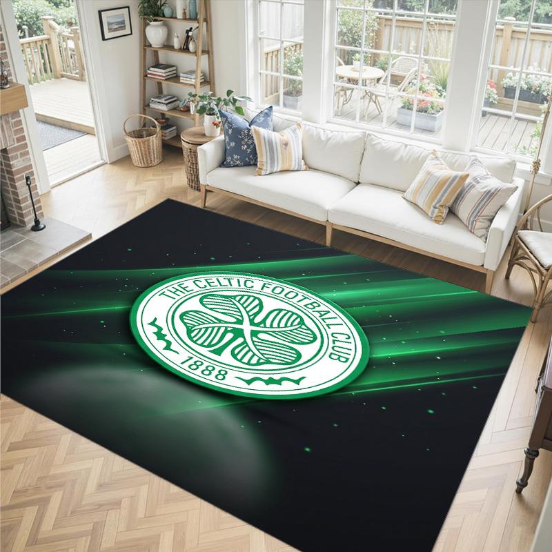 Celtic FC Design Crystal Velvet Carpet Cozy Non?Slip Printed Rug For Bedroom Living Room Entrance