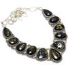 Pyrite In Magnetite Gemstone Handmade 925 Silver Necklace 18" JCN360-82
