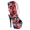 Platform Ankle Boots for Women 2025 Summer Peep Toe Flower Short Dance Boot Lace-up High Heel Party Fetish Shoe Lady Big Size 45