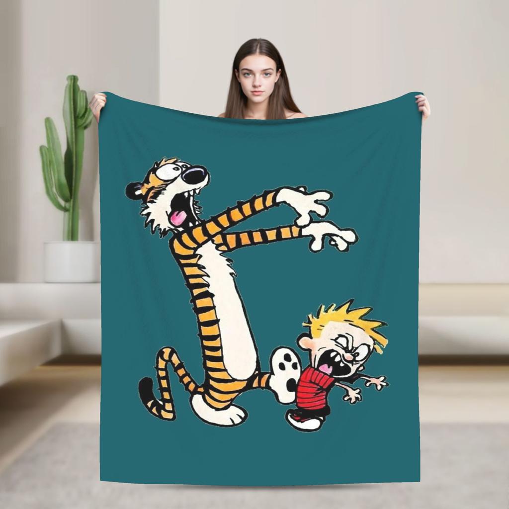 Airplane Travel Calvined and Hobbes Throw Blanket  Flannel Bedspread For Couch Chair Sofa Bed Novelty Sofa Bed Cover
