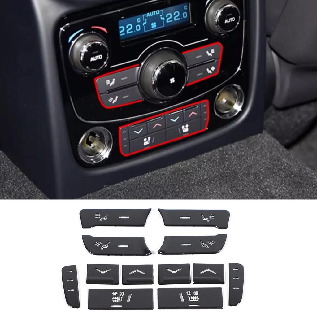 For Jaguar XF XJ 2010- aluminum alloy Black Button Stickers Car Accessories Interior AC Gear Switch Repair Decals