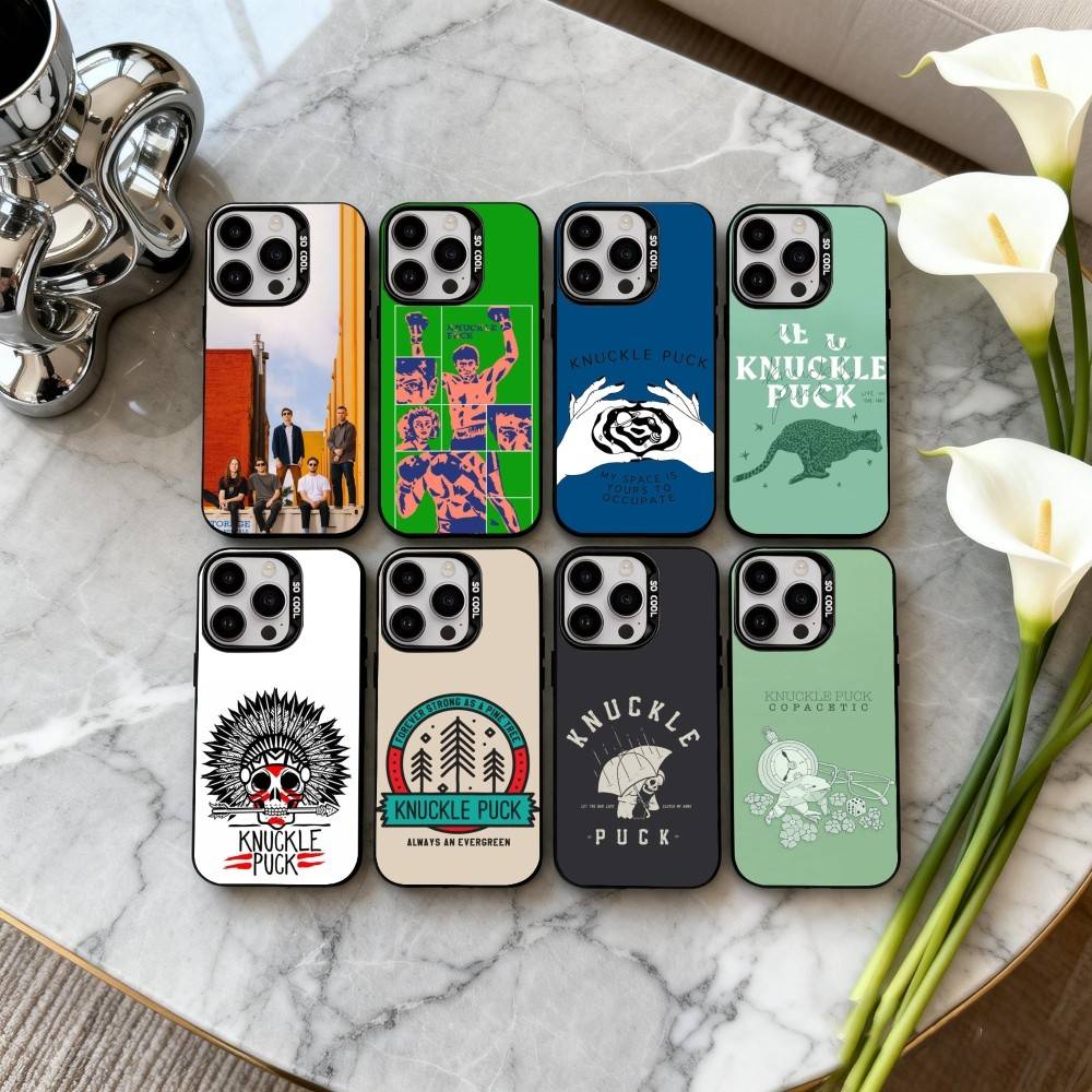 Поп-рок K-Knuckle P-Puck Band Чехол для телефона Для iPhone17,16,15,14,13,12,11 Plus,Pro Max Черный Конфетный серебристый чехол для телефона