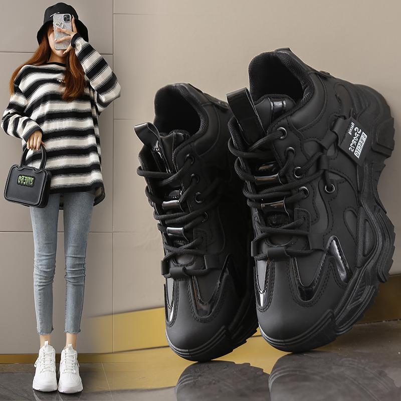 Black sneakers, new spring student shock absorption, light and not tired, dad running