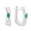 Серебряные серьги с натуральным изумрудом, фианитами (2187691)