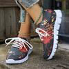 Модные женские кроссовки с принтом и вязанием, осенние новые дышащие сетчатые кроссовки для бега, женские повседневные туфли на плоской подошве, без застежек 20