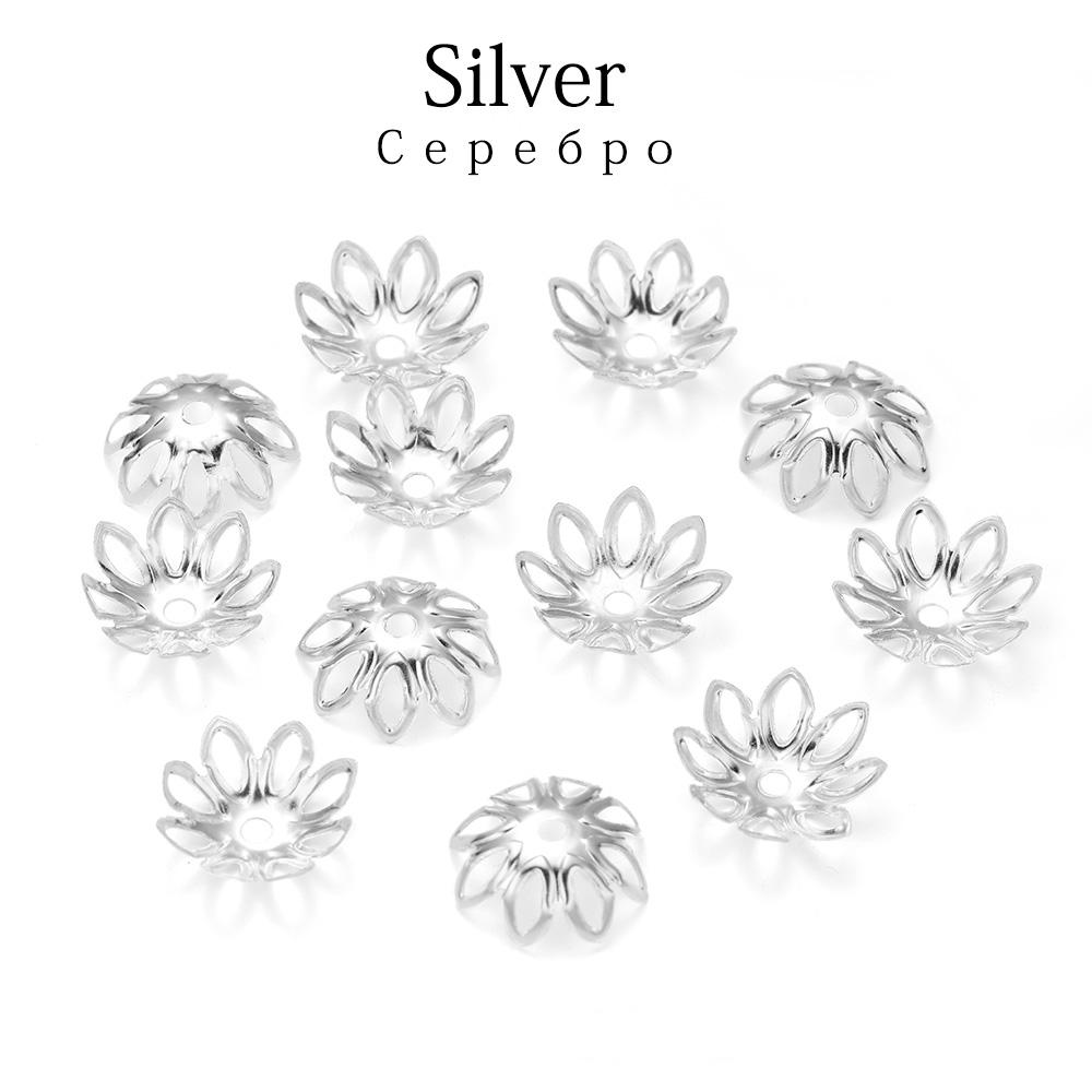 100pcs/lot Silve Gold Rhodium Bulk Flowers Beads Caps 11 14 Mm Spacer Loos Charm Bead Cap For Jewelry Making Findings Supplies