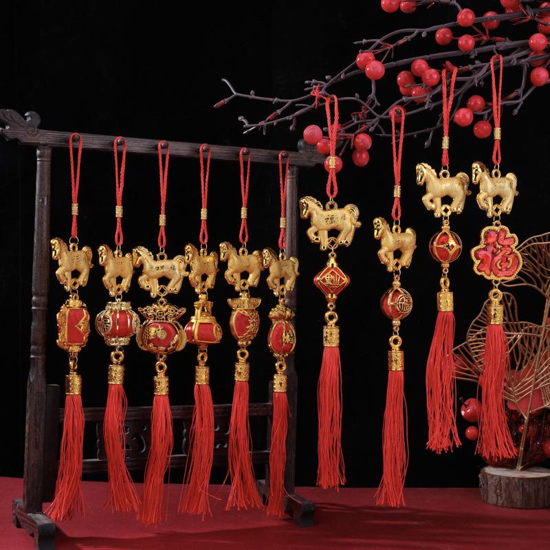 1/10 шт. 2026 год Лошади Настенное украшение Настольное украшение для автомобиля Китайский Новый год 3D Фонарик-лошадь Красный Золотой Подвеска Счастливый Декор Подарки