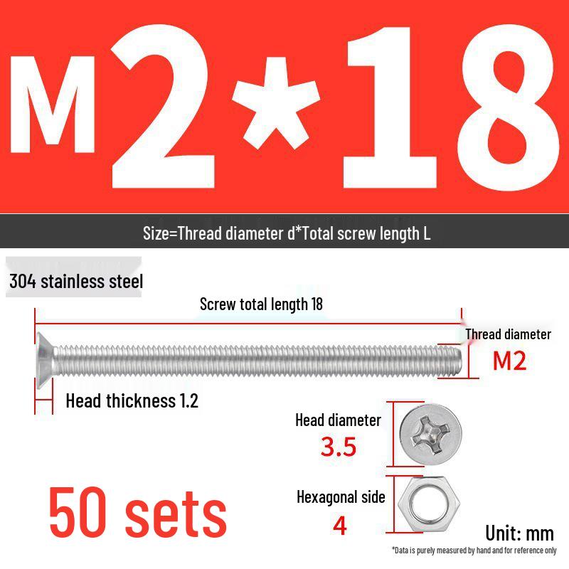 Набор Extra Long Phillips Flat Head Винтов и Гаек из Нержавеющей Стали 304 (2М, 3М, 4М)
