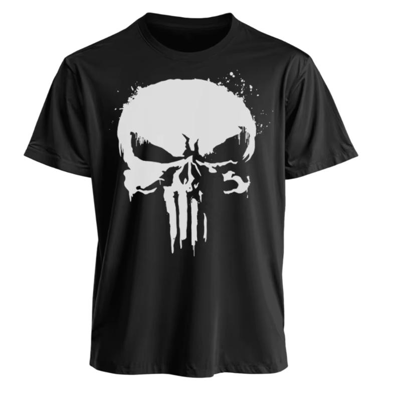 Marvel TShirt Men Women Punisher American Classic Sporty Oversized Short Sleeve Distressed Skull Graphic Edgy Streetwear Tee
