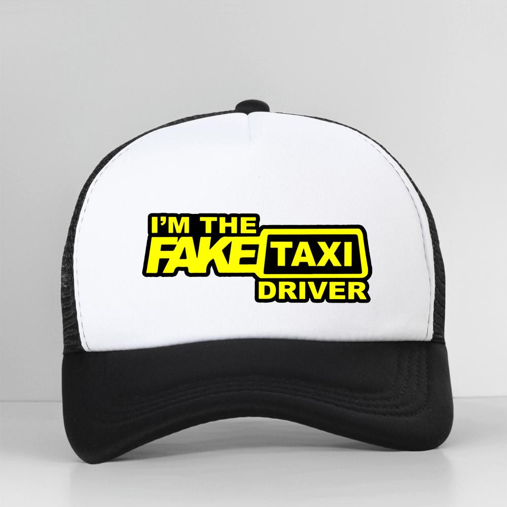 Кепка- snapback с черным принтом "Fake Taxi", высококачественная, с сеткой, дышащая, летняя, мужская, бейсболка
