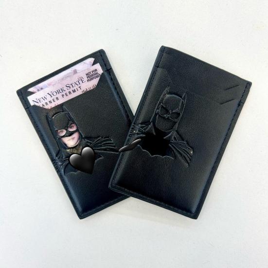 Superhero Face ID Wallet Card Wallet with Bat Superhero Face Eyes Cutout 3-Slot ID Card Holder Birthday Gift for Superhero Fans