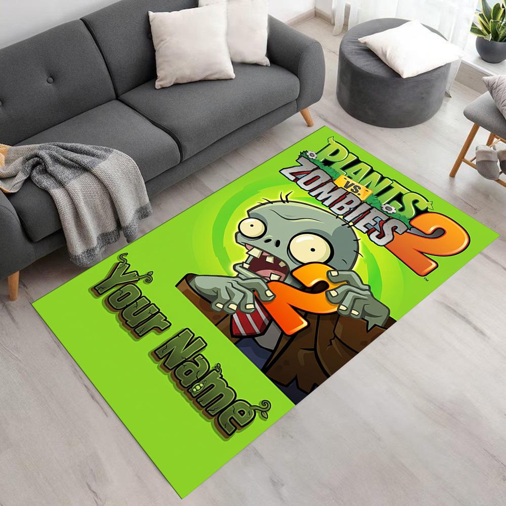 Plants Vs. Zombies Personalized Name Floor Rug Office Rug Perfect for Playrooms Decorate room Game Room Study room Anti-slip Rug Office home decor