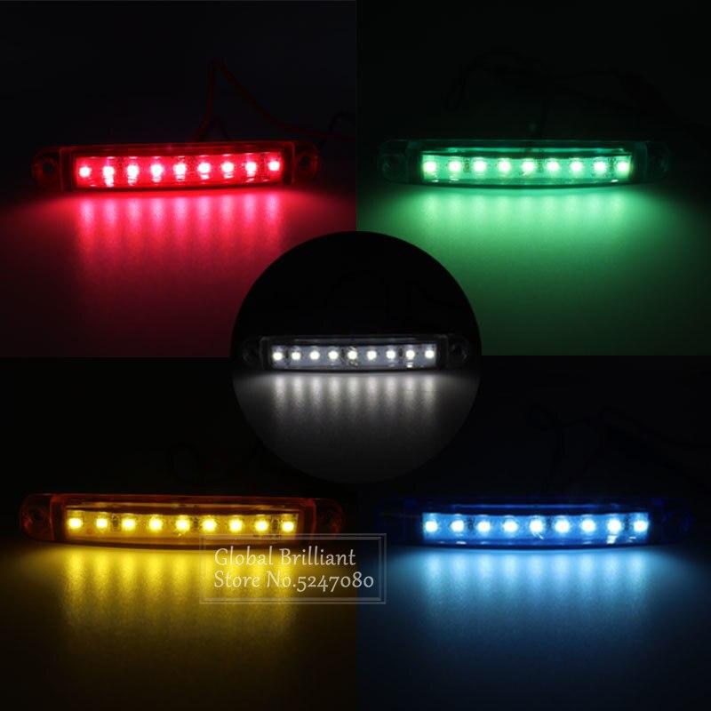 2x 9 светодиодов Белый + Янтарный + Красный + Зеленый + Синий 24 В Водонепроницаемые фонари Боковые габаритные фонари Задний указатель Стояночные огни Автобус/грузовик/прицеп/грузовик