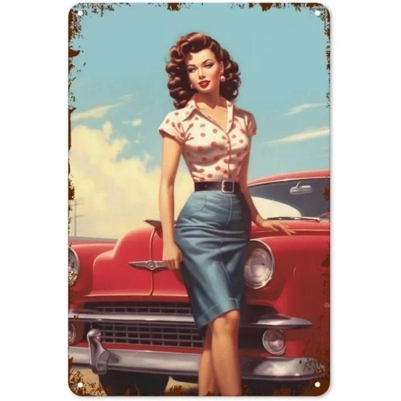 Металлическая жестяная табличка Pin-up Girl для декора гаража, мастерской 20x30 см