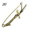 Men Women Brooch Vintage Bronze Safety Pin, Large Feather Bird Leaf Flower Lapel Elegant Pin for Coats, Jackets, Hats, Bags