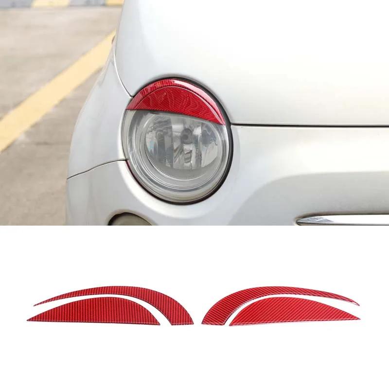 Мягкое углеродное волокно Для Fiat 500 2007-2015 Автомобильные наклейки-молдинги на передние фары (брови, веки) Декоративные наклейки для фар автомобиля