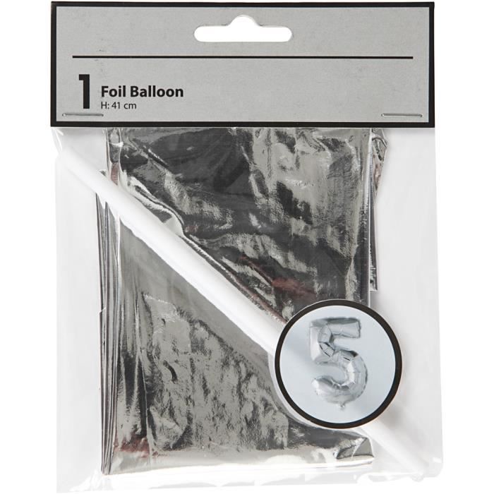 Ballon chiffre - HAPPY MOMENT - 5 - Aluminium - Hélium - Décoration anniversaire