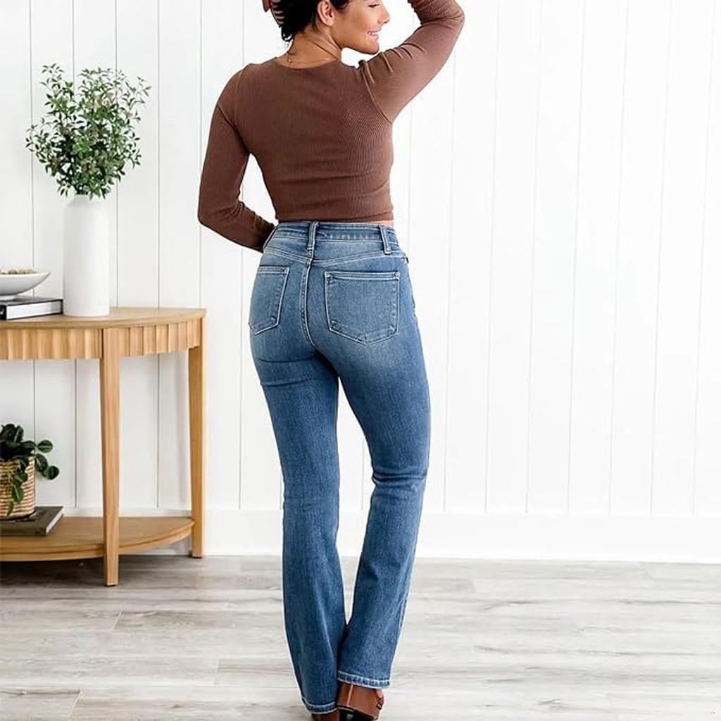 Womens Jeans Pants Fit Jeans Stretch Denim Pants With Pockets Trousers Jeans For Women