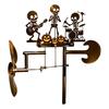 Rotating Metal Stake Halloween Skeleton Rock Trio Wind Spinner, Handmade Kinetic Garden Sculpture Yard Lawn Ornament for Outdoor Decor, Unique Musical