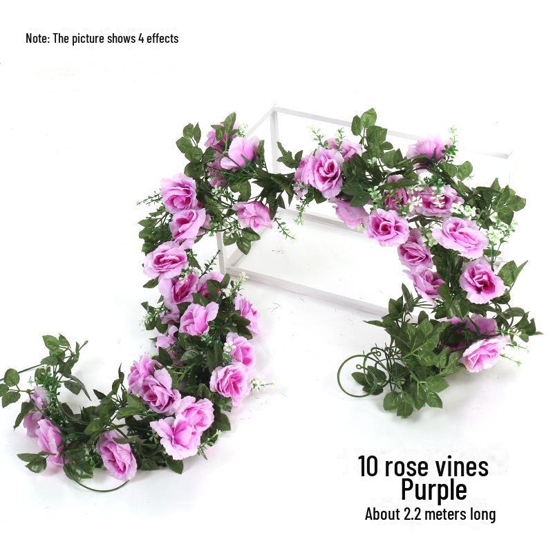 Artificial Rose Vine for Living Room Decoration, Air Duct Cover, Plastic Flower Garland