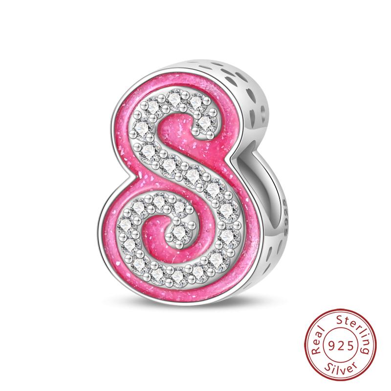 925 Silver Romantic Pink 26 Letters DIY Love Charms Beads Fit Qikaola 925 Original Bracelets Fine Birthday Jewelry Gift