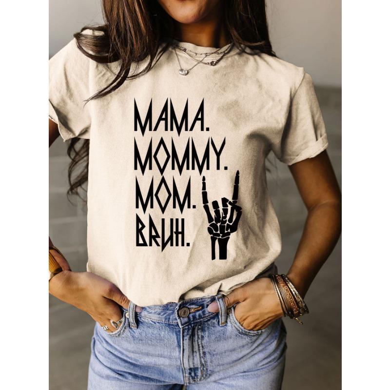 Летняя футболка с принтом MAMA MOMMY из чистого хлопка, с круглым вырезом, свободного кроя, с короткими рукавами, модная женская