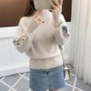 Women Knitted Sweater Floral Embroidery Thick Pullover Autumn Winter Long Sleeve Turtleneck Sweaters