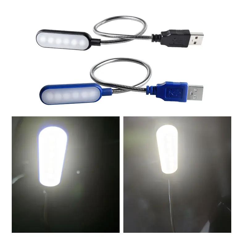 LED Mini Book Light Portable USB Reading Light Table Lamp Flexible 6leds USB Lamp for Power Bank Laptop Notebook PC Computer