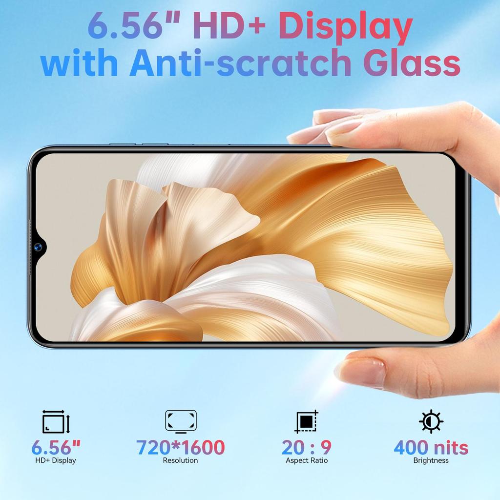 Oukitel Смартфон C35, Android 13, 24 ГБ ОЗУ(12+12)+ 256 ГБ ПЗУ, 6,56-дюймовый HD+, аккумулятор 5150 мАч, камера 50 МП + 8 МП, разблокировка по отпечатку пальца + лицо