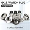 10sets GX16 with 3 Hole Flange Aviation Connector XLR 16mm 2 3 4 5 6 7 8 9 Pin Female Plug Male Chassis Mount Circular Socket