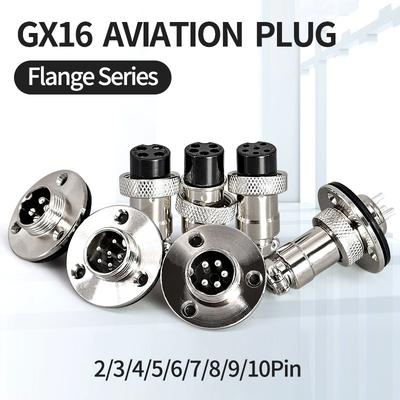 10 комплектов GX16 с фланцем на 3 отверстия Авиационный разъем XLR 16 мм 2 3 4 5 6 7 8 9 контактов Гнездо Штекер для монтажа на шасси Круглая розетка