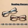 Women Man Anti Blue Light Reading Eyewear Retro Fashion Printed Presbyopia Eyeglasses Large Frame Cat Eye Reading Glasses