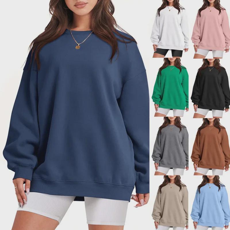 Autumn and Winter Women's Loose Solid Color Velvet Sweatshirt