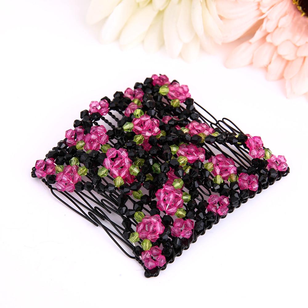 Модные женские волшебные бусины, эластичность, двойной зажим для волос, эластичный аксессуар