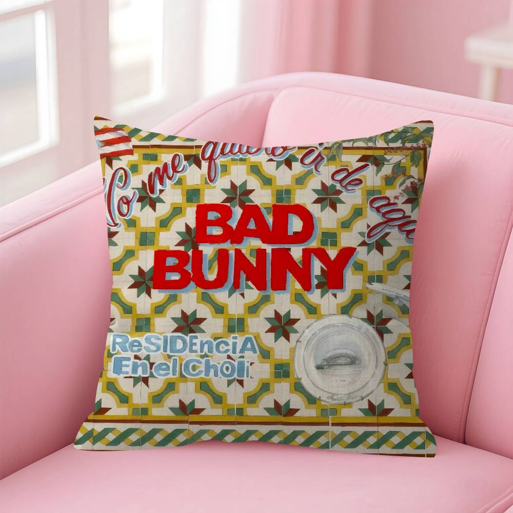 Подушка с принтом альбома B-Bad певицы Bunny Персонализированная наволочка для детской спальни Декор для вечеринки Наволочка Подарок на день рождения ребенка