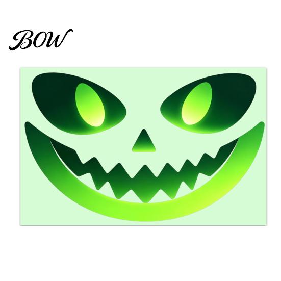 Glowing Window Wall Decorations Glow in The Dark Sticker, Self-adhesive Ghost Face Shape Decals, Outdoor Decor Halloween Waterproof PVC Stickers, for