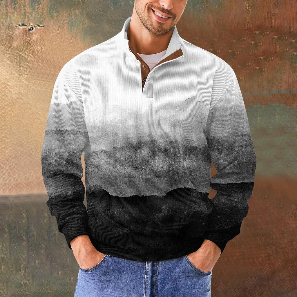 Мужская повседневная толстовка в стиле ретро с градиентным принтом