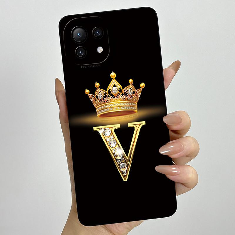 Для Xiaomi Mi 11 Lite / 11 Lite 5G / 11 Lite 5G NE Чехол для телефона с короной и начальной буквой для пары, мягкий силикон TPU, защитный корпус